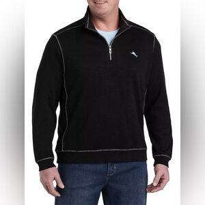 Tommy Bahama Tobago Bay Full Zip Jacket Black Cotton Blend Casual Athleisure XL